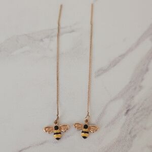 Gold Bee Dangle Earrings